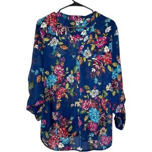 Kut from the Kloth Floral Blouse - Blue and Multicolor